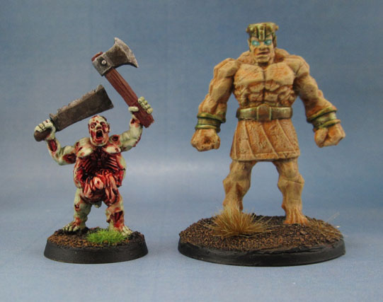 Reaper Bones 77171: Stone Golem and Harlequin Zombie "Buster Rotvessel"