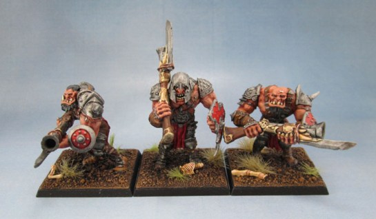 Mantic Kings of War Ogre Blunderbuss Troops. Again, the leader has a Citadel Ogre head.