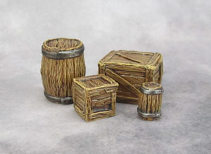 Reaper Bones, 77249: Large Barrel Small Barrel, 77248: Crates (Large and Small)