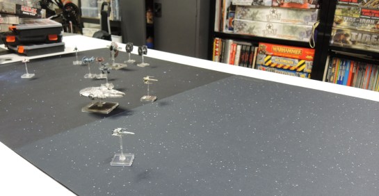 Urbanmatz' 6x3 Space Mat, Fantasy Flight's X-Wing Starfield 3x3 Mat.