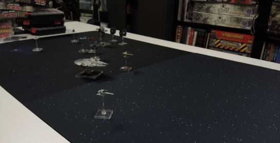 Urbanmatz' 6x3 Space Mat, Fantasy Flight's X-Wing Starfield 3x3 Mat.