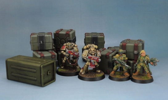 Sedition Wars Terrain Set Crates, Metal Cadian Imperial Guard, Minotaurs Space Marines
