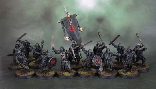 Shagrat, Mordor Black Uruk Commander, Mordor Black Uruk-Hai Banner, Mordor Uruk-Hai - Lord of the Rings: SBG