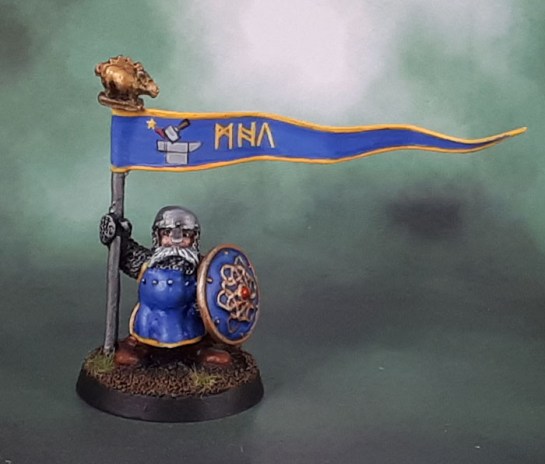 Drong the Hard (Colin Dixon, 1998), Imperial Dwarf Command Standard Bearer (Michael/Alan Perry, 1988)