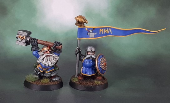 Drong the Hard (Colin Dixon, 1998), Imperial Dwarf Command Standard Bearer (Michael/Alan Perry, 1988)