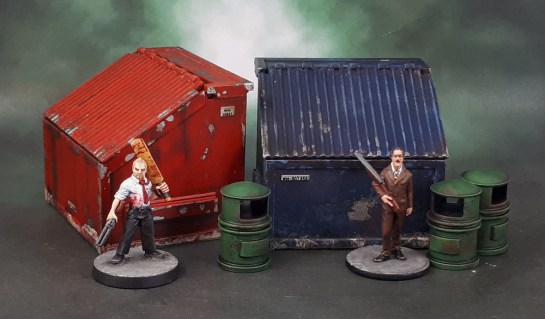 Reaper Bones 80035: Dumpster & Mantic Red Brick Terrain Urban Accessories, Mars Attacks