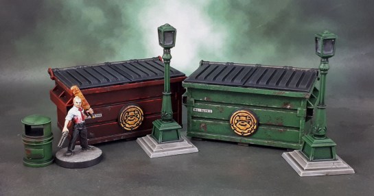 Marvel Crisis Protocol Terrain: Dumpsters and Street Lights