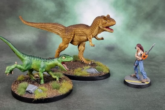 Reaper Bones Black 44080: Carnotaurus, 44081: Raptor, 50153: Berkeley, Zombie Survivor