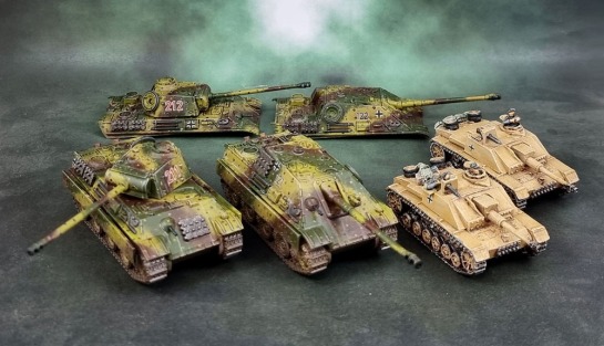 Battlefront Miniatures 15mm Panther Gs, Jagdpanthers and Stug IIIGs (Flames of War)