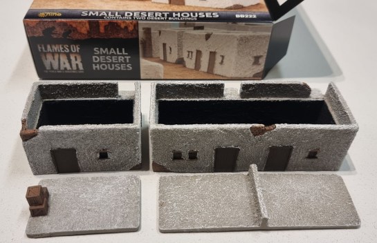15mm Terrain Unboxing Review: Flames of War Battlefield in a Box - Small Desert Houses (Gale Force Nine BB222) 1:100, 1/100 scale, Battlegroup, What a Tanker Terrain