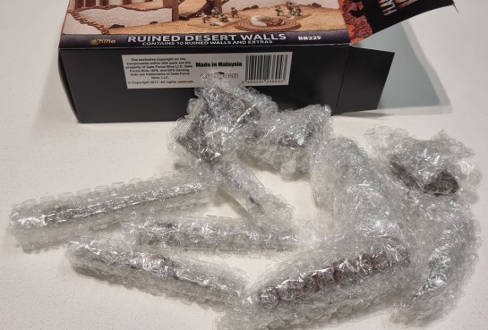 15mm Terrain Unboxing Review: Flames of War Battlefield in a Box - Ruined Desert Walls (Gale Force Nine BB229) 1/100, 1:100 Wargaming Terrain, What a Tanker, Battlegroup