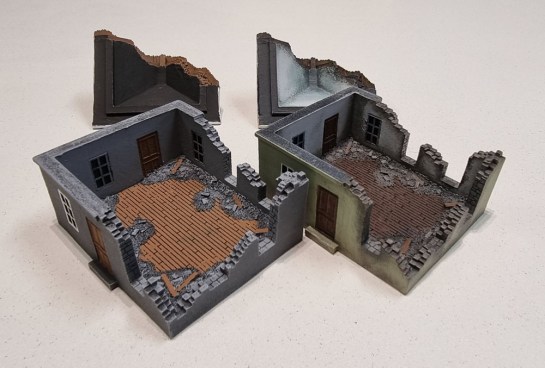 Flames of War Battlefield in a Box - Ruined Buildings (Gale Force Nine BB199) 1/100, 1:100 Wargaming Terrain, What a Tanker, Battlegroup