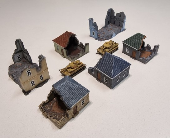 Flames of War Battlefield in a Box - Ruined Buildings (Gale Force Nine BB199) 1/100, 1:100 Wargaming Terrain, What a Tanker, Battlegroup