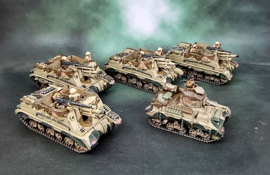 Battlefront 15mm M3 Honey Stuart Artillery OP, M7 Priest Field Troop - British 8th Army Desert Rats for Flames of War, 1:100, 1/100, Battlegroup, What a Tanker