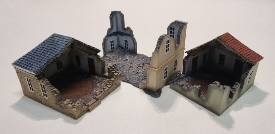 Flames of War Battlefield in a Box - Ruined Buildings (Gale Force Nine BB199) 1/100, 1:100 Wargaming Terrain, What a Tanker, Battlegroup