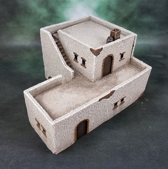 15mm Flames of War Battlefield in a Box - Large Desert House - Weathered &amp; Repainted (BB216)