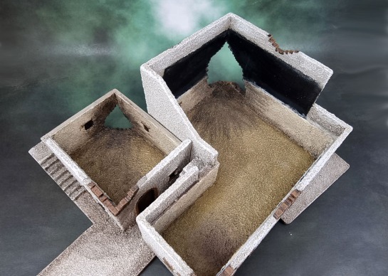 15mm Flames of War Battlefield in a Box - Ruined Large Desert House - Weathered &amp; Repainted (BB231)