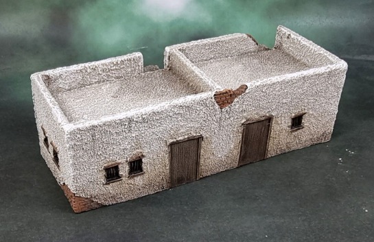 15mm Flames of War Battlefield in a Box - Small Desert Houses - Weathered & Repainted (BB222)