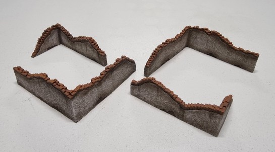 15mm Flames of War Battlefield in a Box – Ruined Desert Walls - Weathered &amp; Repainted (BB229)