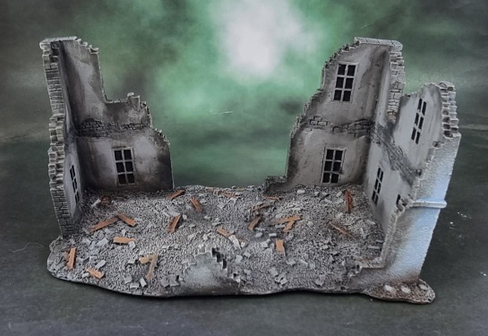 Flames of War Battlefield in a Box - Ruined Buildings - Weathered and Repainted (BB199)