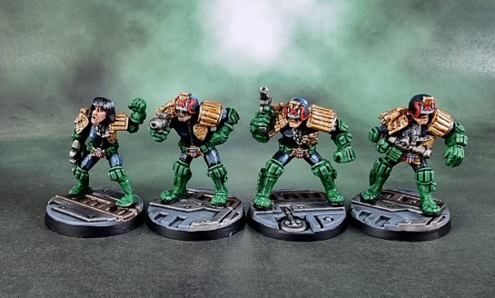 Citadel JD series Judge Dredd Miniatures. Judge Dress V2, JD4 Judge Hershey, Judge Gallagher, Judge Bambra, Mega-City Judges