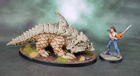 Reaper Bones 77372: Burrowing Horror. Not-Bulette, D&;D Monster Manual, Reaper 50153: Berkeley, Zombie Survivor