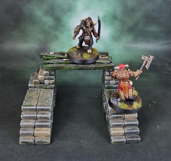 War Cry Catacombs: Wooden Bridges, Dirty Down Moss Weathering Effect Paint, Archon Studios Dungeons and Lasers: Woodhaven – “Stone Town Stairs Set”