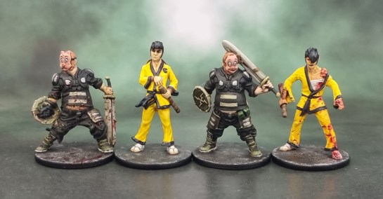Zombicide Survivors “Cardboard Tube Samurai” and “Union Worker #42”