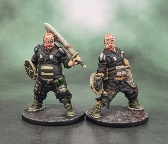 Zombicide Survivors “Cardboard Tube Samurai” and “Union Worker #42”