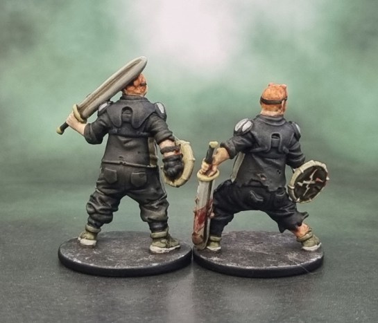 Zombicide Survivors “Cardboard Tube Samurai” and “Union Worker #42”