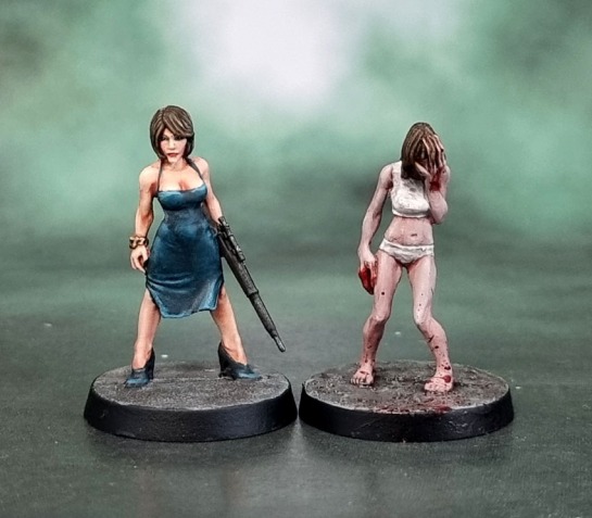 Proxy Zombicide Survivor "Ivy" from Hasslefree Miniatures, Hasslefree HFSF115 Gina, Hasslefree HFZ108 Mutant Willow, Left 4 Dead Witch Miniature, Battlestar Galactica, BSG, Tricia Helfer Number Six Miniature, Angelina Jolie, Mrs.Smith, 