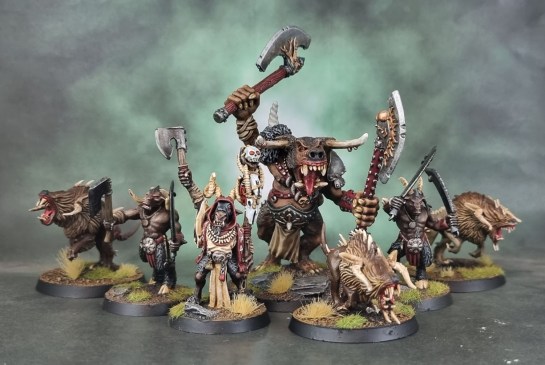 Citadel Chaos Warhounds, Chaos Beastmen, Chaos Beastman Shaman, Chaos Minotaur Lord