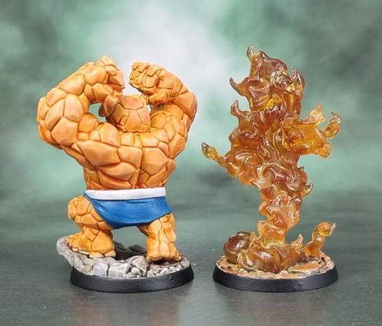 CMON, Spin Master Games, Marvel United: Ben Grimm the Thing Miniature, Johnny Storm the Human Torch Miniature 