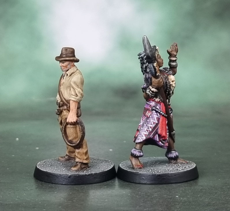 Cthulhu: Death May Die Investigators - John Morgan (Not-Harrison Ford as Indiana Jones Miniature) and Adilah Vidal
