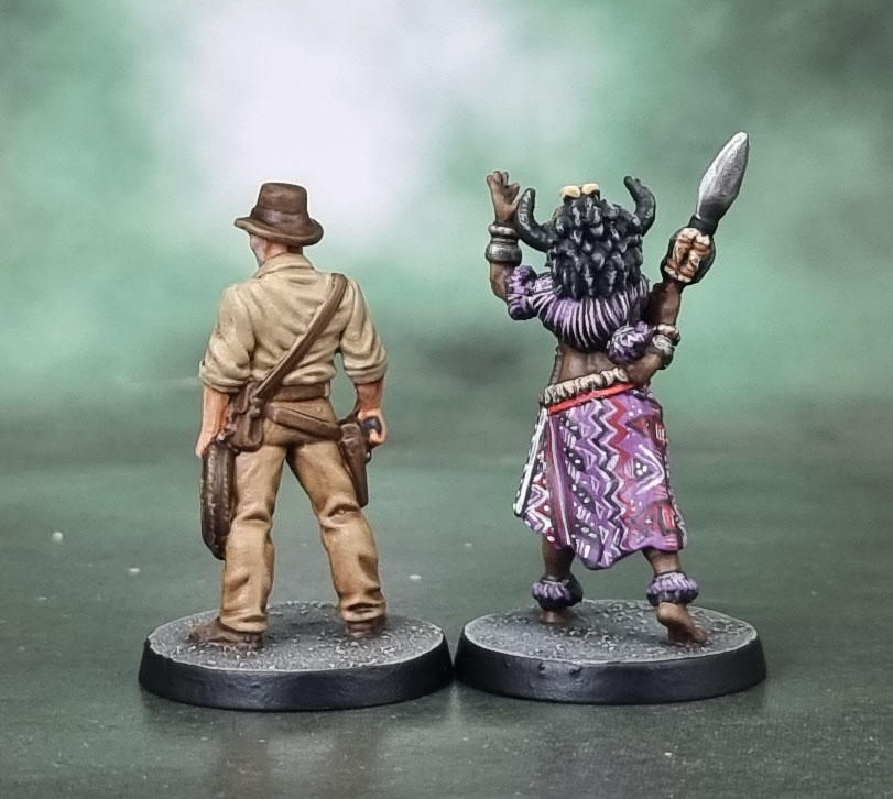 Cthulhu: Death May Die Investigators - John Morgan (Not-Harrison Ford as Indiana Jones Miniature) and Adilah Vidal