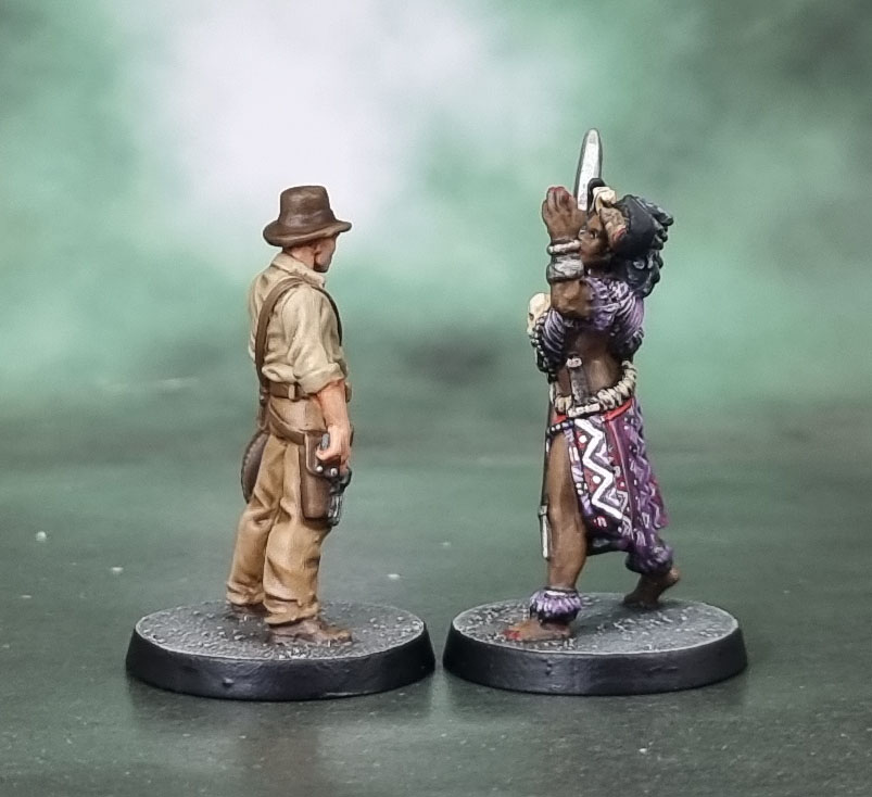 Cthulhu: Death May Die Investigators - John Morgan (Not-Harrison Ford as Indiana Jones Miniature) and Adilah Vidal
