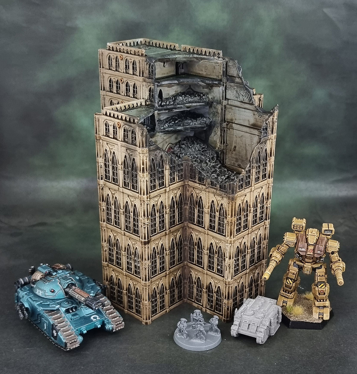 Fabricator's Lair 3D Prints: Epic-Scale Grimdark (damaged) Gothic Buildings, Epic Sector Sanctuary, Legions Imperialis Terrain, Adeptus Titanicus Terrain, Battletech Terrain