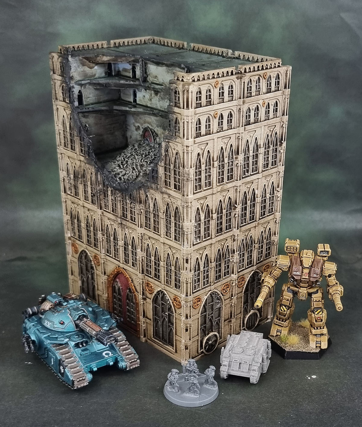 Fabricator's Lair 3D Prints: Epic-Scale Grimdark (damaged) Gothic Buildings, Epic Sector Sanctuary, Legions Imperialis Terrain, Adeptus Titanicus Terrain, Battletech Terrain