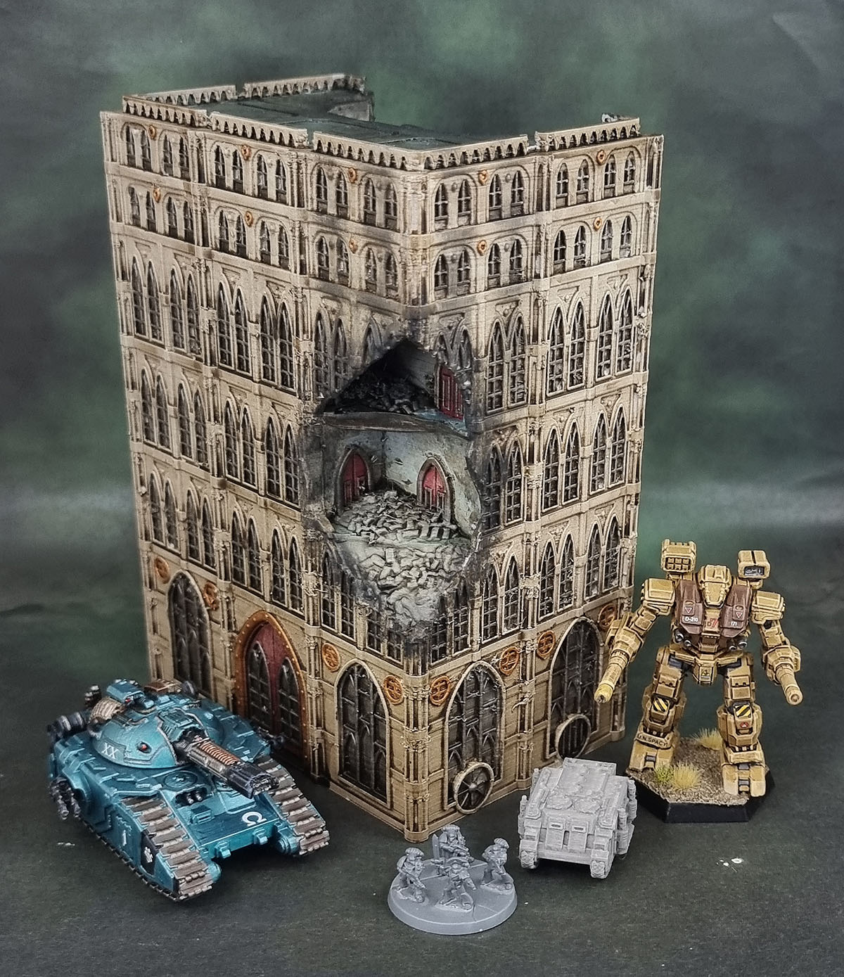 Fabricator's Lair 3D Prints: Epic-Scale Grimdark (damaged) Gothic Buildings, Epic Sector Sanctuary, Legions Imperialis Terrain, Adeptus Titanicus Terrain, Battletech Terrain