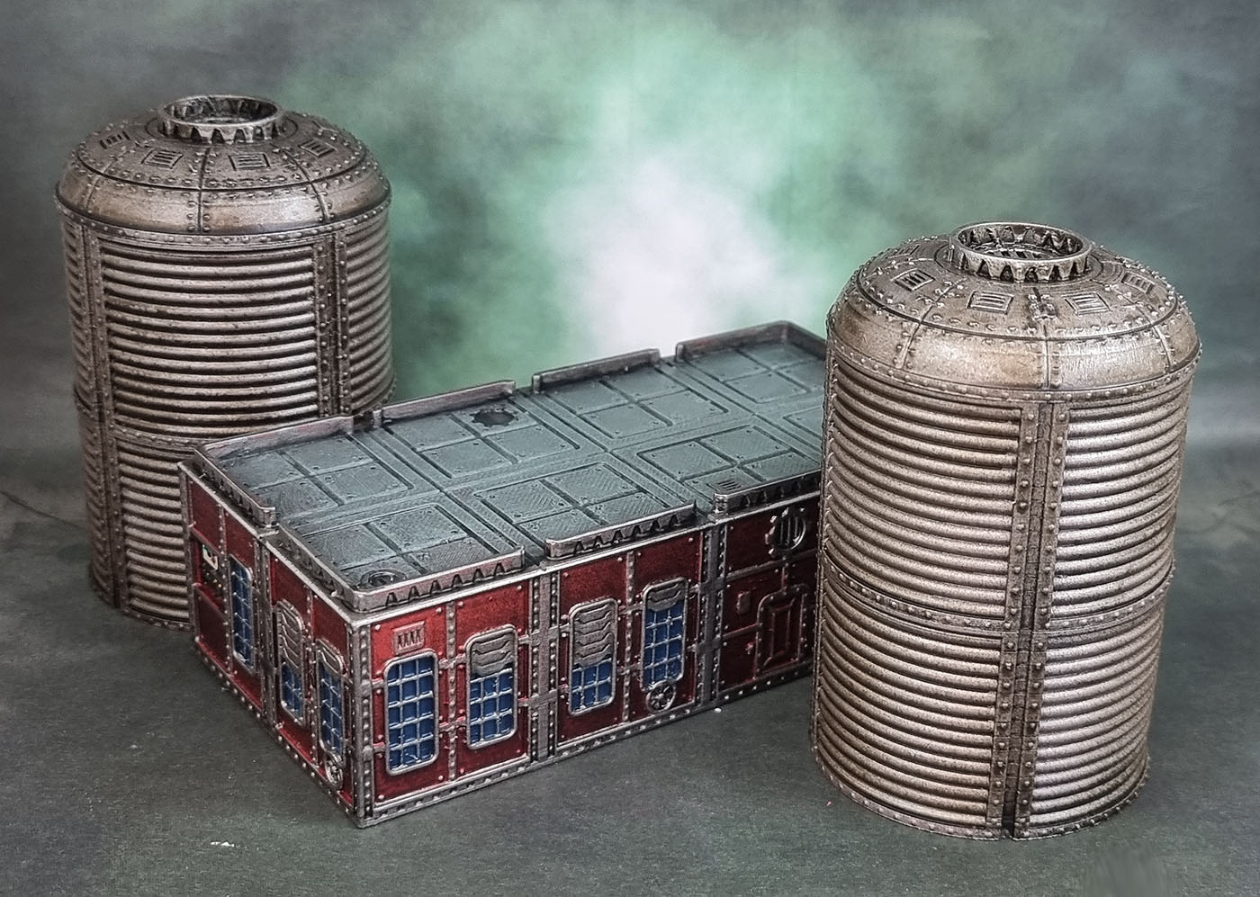 Fabricator's Lair Epic Sector: Industry 3D Prints: 2x4 Medium Building + 2x 2x2 Silos