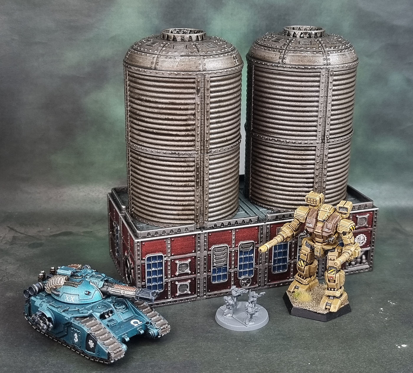 Fabricator's Lair Epic Sector: Industry 3D Prints: 2x4 Medium Building + 2x 2x2 Silos